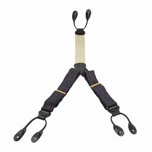 TRAFALGAR Suspenders Burgundy Blue Argyle Adjustable Braces Leather Buttonhold